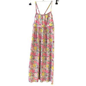Circo 5T Strappy Girls Sleeveless Dress Pink Yellow Flowers Tropical Summer